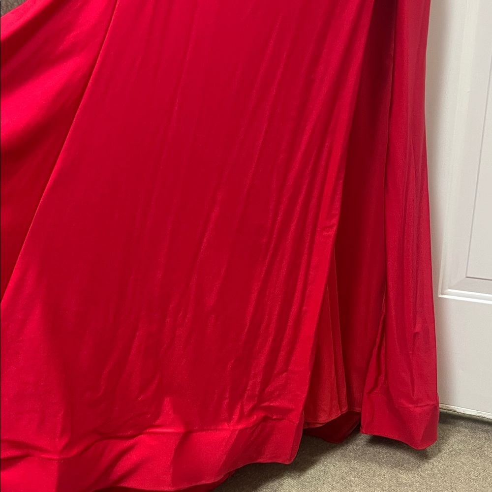 Ava Presley Elegant Red Off-Shoulder Dress - Picture 7 of 17